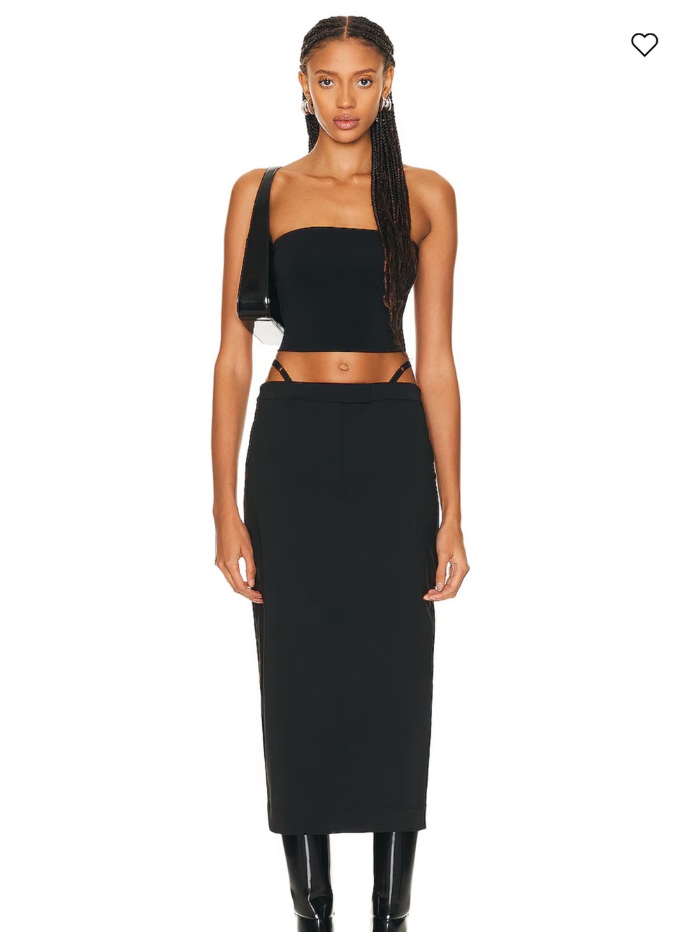Alexander Wang Black High-Waist Pencil Midi Skirt with Cutout Waist